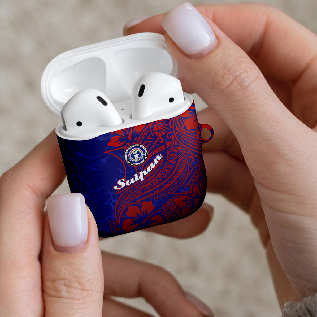Saipan Northern Mariana Islands AirPods Case Polynesian Tribal Tattoo Art With Hibiscus Flowers And Seal TS04 - Polynesian Pride