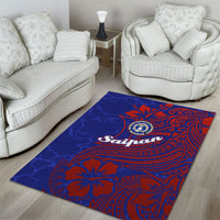 Saipan Northern Mariana Islands Area Rug Polynesian Tribal Tattoo Art With Hibiscus Flowers And Seal TS04 - Polynesian Pride