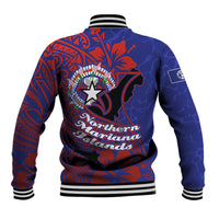 Saipan Northern Mariana Islands Baseball Jacket Polynesian Tribal Tattoo Art With Hibiscus Flowers And Seal