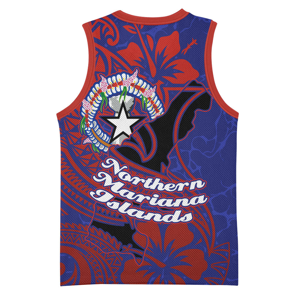 Saipan Northern Mariana Islands Basketball Jersey Polynesian Tribal Tattoo Art With Hibiscus Flowers And Seal