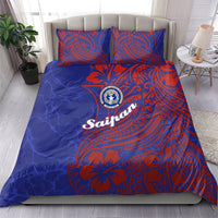Saipan Northern Mariana Islands Bedding Set Polynesian Tribal Tattoo Art With Hibiscus Flowers And Seal