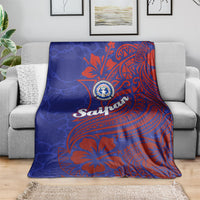 Saipan Northern Mariana Islands Blanket Polynesian Tribal Tattoo Art With Hibiscus Flowers And Seal TS04 - Polynesian Pride