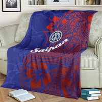 Saipan Northern Mariana Islands Blanket Polynesian Tribal Tattoo Art With Hibiscus Flowers And Seal TS04 - Polynesian Pride