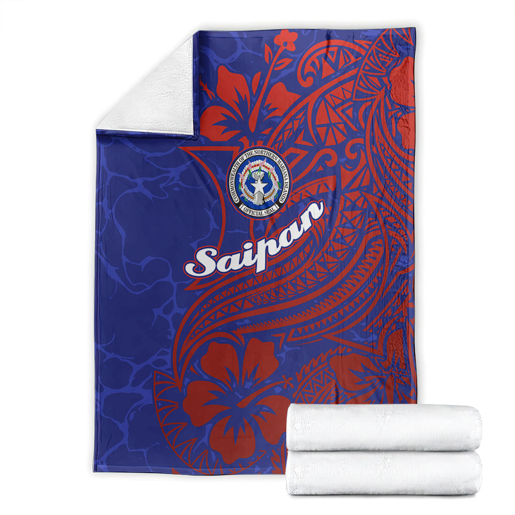 Saipan Northern Mariana Islands Blanket Polynesian Tribal Tattoo Art With Hibiscus Flowers And Seal TS04 - Polynesian Pride
