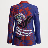 Saipan Northern Mariana Islands Blazer Polynesian Tribal Tattoo Art With Hibiscus Flowers And Seal