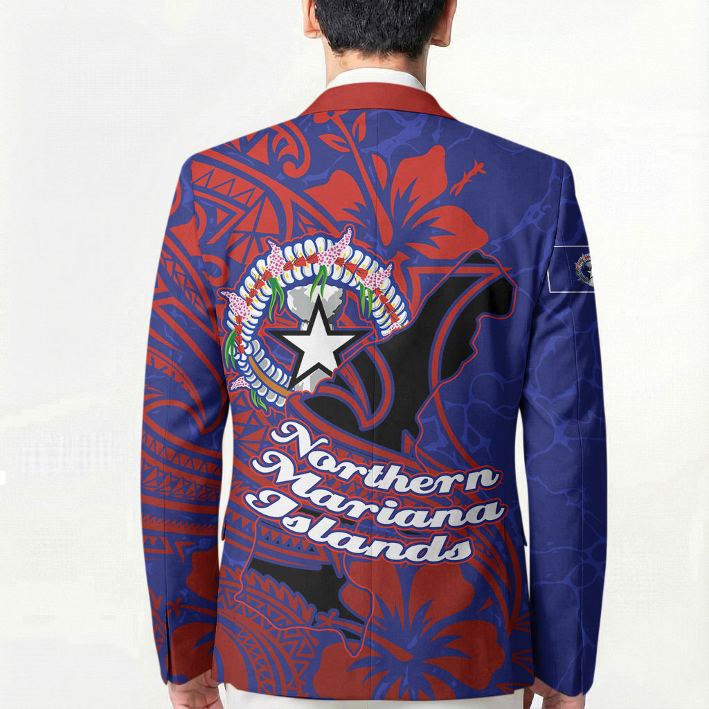 Saipan Northern Mariana Islands Blazer Polynesian Tribal Tattoo Art With Hibiscus Flowers And Seal
