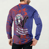 Saipan Northern Mariana Islands Button Sweatshirt Polynesian Tribal Tattoo Art With Hibiscus Flowers And Seal