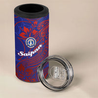 Saipan Northern Mariana Islands 4 in 1 Can Cooler Tumbler Polynesian Tribal Tattoo Art With Hibiscus Flowers And Seal TS04 - Polynesian Pride