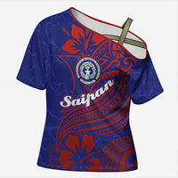 Saipan Northern Mariana Islands Cross Shoulder Shirt Polynesian Tribal Tattoo Art With Hibiscus Flowers And Seal