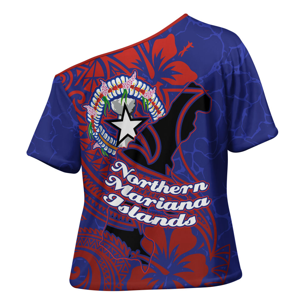 Saipan Northern Mariana Islands Cross Shoulder Shirt Polynesian Tribal Tattoo Art With Hibiscus Flowers And Seal