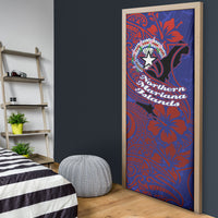 Saipan Northern Mariana Islands Door Cover Polynesian Tribal Tattoo Art With Hibiscus Flowers And Seal TS04 - Polynesian Pride