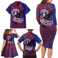 Saipan Northern Mariana Islands Family Matching Long Sleeve Bodycon Dress and Hawaiian Shirt Polynesian Tribal Tattoo Art With Hibiscus Flowers And Seal TS04 - Polynesian Pride