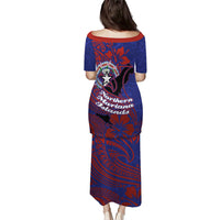 Saipan Northern Mariana Islands Family Matching Puletasi and Hawaiian Shirt Polynesian Tribal Tattoo Art With Hibiscus Flowers And Seal TS04 - Polynesian Pride