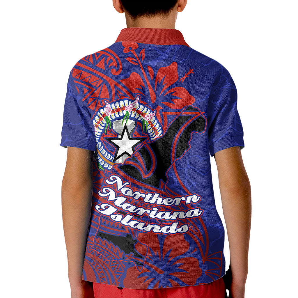 Saipan Northern Mariana Islands Kid Polo Shirt Polynesian Tribal Tattoo Art With Hibiscus Flowers And Seal TS04 - Polynesian Pride