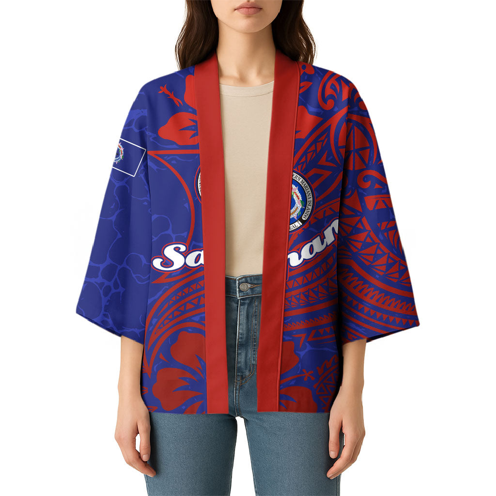 Saipan Northern Mariana Islands Kimono Polynesian Tribal Tattoo Art With Hibiscus Flowers And Seal