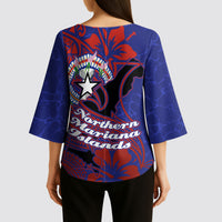Saipan Northern Mariana Islands Kimono Sleeve Blouse Polynesian Tribal Tattoo Art With Hibiscus Flowers And Seal TS04 - Polynesian Pride
