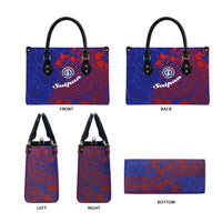 Saipan Northern Mariana Islands Leather Bag Polynesian Tribal Tattoo Art With Hibiscus Flowers And Seal