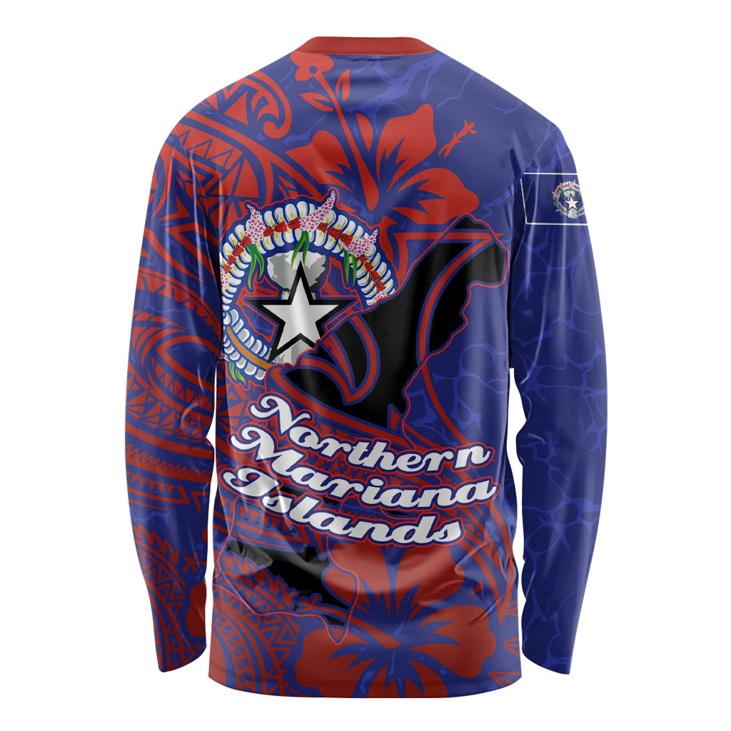 Saipan Northern Mariana Islands Long Sleeve Shirt Polynesian Tribal Tattoo Art With Hibiscus Flowers And Seal