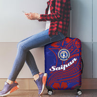 Saipan Northern Mariana Islands Luggage Cover Polynesian Tribal Tattoo Art With Hibiscus Flowers And Seal TS04 - Polynesian Pride