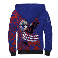 Saipan Northern Mariana Islands Sherpa Hoodie Polynesian Tribal Tattoo Art With Hibiscus Flowers And Seal TS04 - Polynesian Pride