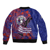 Saipan Northern Mariana Islands Sleeve Zip Bomber Jacket Polynesian Tribal Tattoo Art With Hibiscus Flowers And Seal