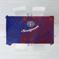 Saipan Northern Mariana Islands Tablecloth Polynesian Tribal Tattoo Art With Hibiscus Flowers And Seal