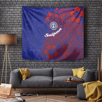 Saipan Northern Mariana Islands Tapestry Polynesian Tribal Tattoo Art With Hibiscus Flowers And Seal