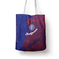 Saipan Northern Mariana Islands Tote Bag Polynesian Tribal Tattoo Art With Hibiscus Flowers And Seal TS04 - Polynesian Pride