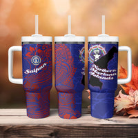 Saipan Northern Mariana Islands Tumbler With Handle Polynesian Tribal Tattoo Art With Hibiscus Flowers And Seal TS04 - Polynesian Pride
