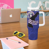 Saipan Northern Mariana Islands Tumbler With Handle Polynesian Tribal Tattoo Art With Hibiscus Flowers And Seal TS04 - Polynesian Pride