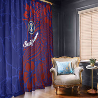 Saipan Northern Mariana Islands Window Curtain Polynesian Tribal Tattoo Art With Hibiscus Flowers And Seal