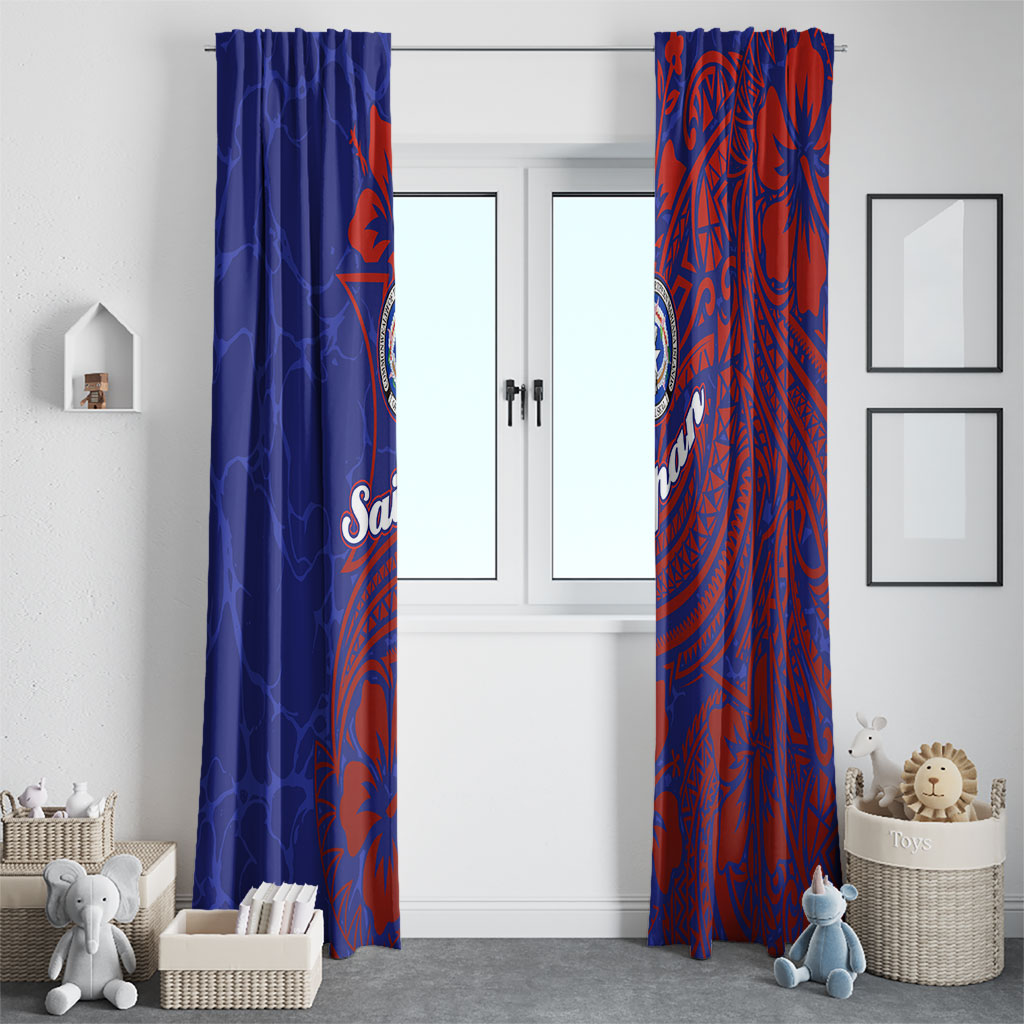 Saipan Northern Mariana Islands Window Curtain Polynesian Tribal Tattoo Art With Hibiscus Flowers And Seal