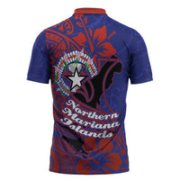 Saipan Northern Mariana Islands Zipper Polo Shirt Polynesian Tribal Tattoo Art With Hibiscus Flowers And Seal TS04 - Polynesian Pride