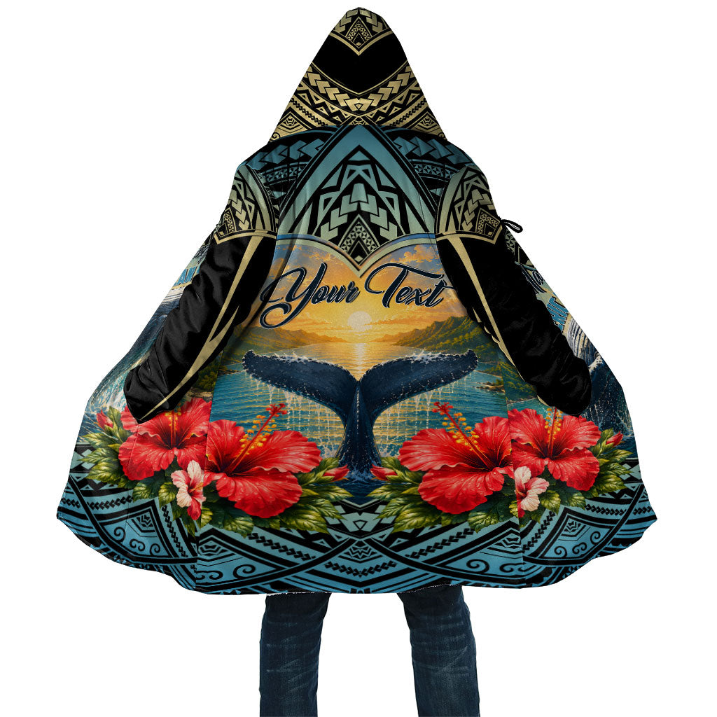 Personalized Masefau American Samoa Whale Cloak Polynesian Tribal Pattern Tropical Hibiscus TS04 Unisex Black Blue - Polynesian Pride