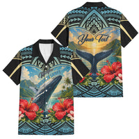 Personalized Masefau American Samoa Whale Family Matching Off Shoulder Maxi Dress and Hawaiian Shirt Polynesian Tribal Pattern Tropical Hibiscus