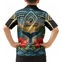 Personalized Masefau American Samoa Whale Hawaiian Shirt Polynesian Tribal Pattern Tropical Hibiscus