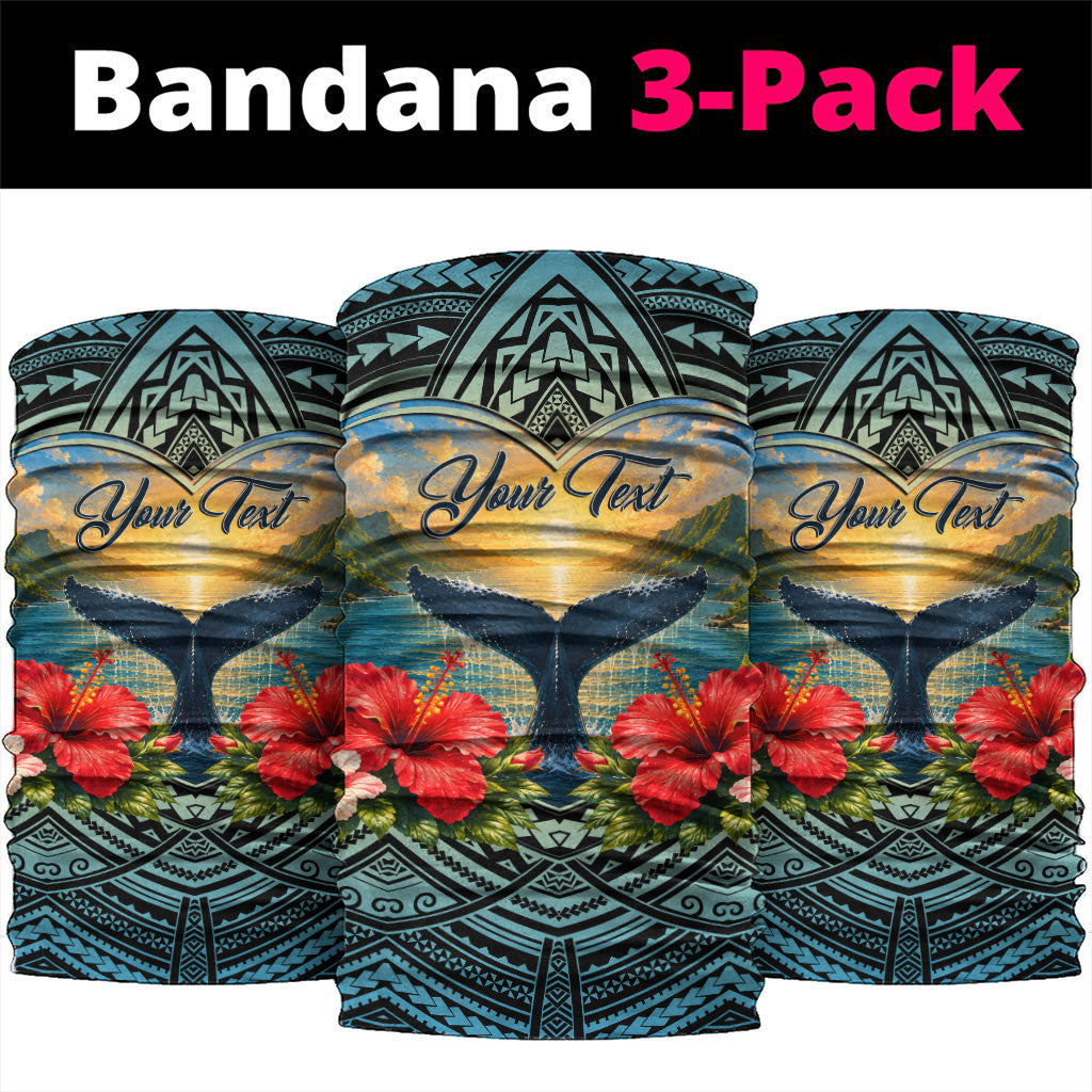 Personalized Masefau American Samoa Whale Neck Gaiter Polynesian Tribal Pattern Tropical Hibiscus