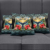 Personalized Masefau American Samoa Whale Pillow Cover Polynesian Tribal Pattern Tropical Hibiscus