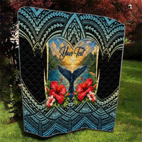 Personalized Masefau American Samoa Whale Quilt Polynesian Tribal Pattern Tropical Hibiscus