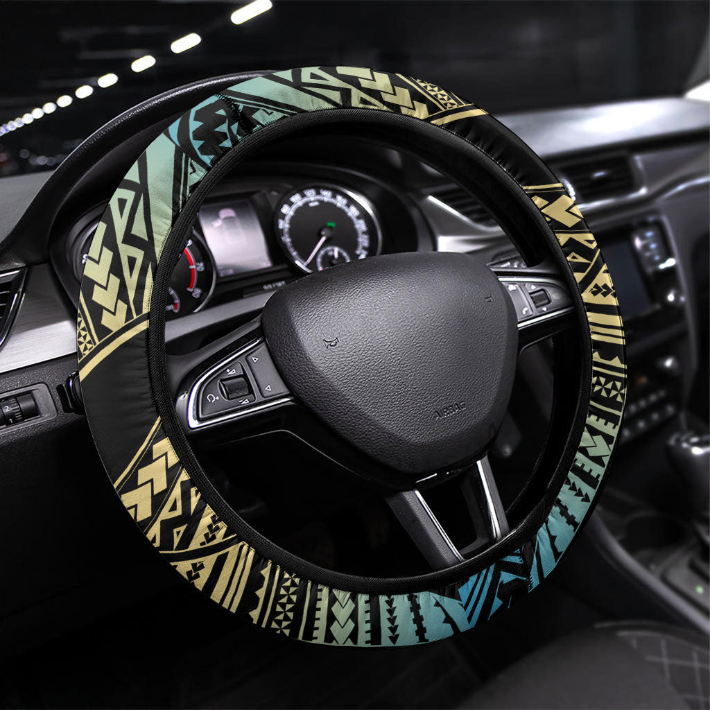 Masefau American Samoa Whale Steering Wheel Cover Polynesian Tribal Pattern Tropical Hibiscus
