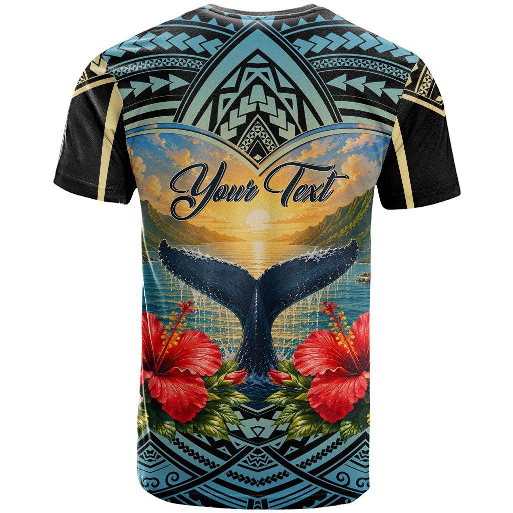 Personalized Masefau American Samoa Whale T Shirt Polynesian Tribal Pattern Tropical Hibiscus