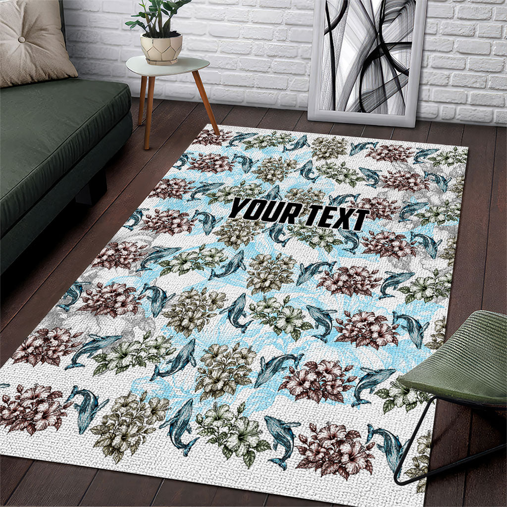 Personalized Masefau American Samoa Area Rug Vintage Whale Hibiscus Ocean Waves