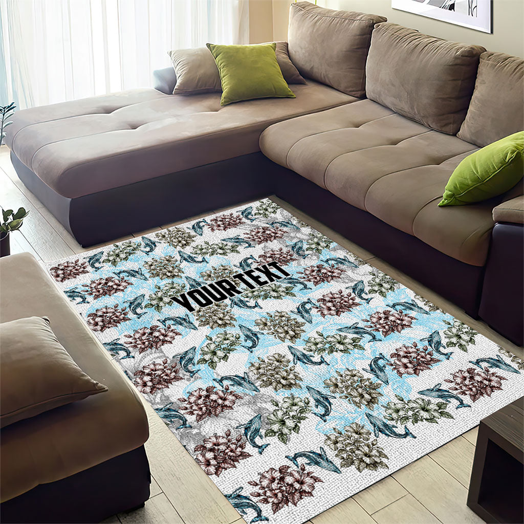 Personalized Masefau American Samoa Area Rug Vintage Whale Hibiscus Ocean Waves