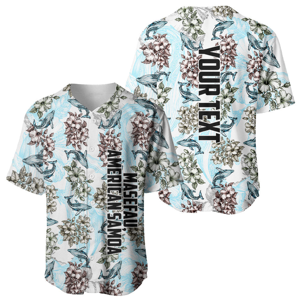 Personalized Masefau American Samoa Baseball Jersey Vintage Whale Hibiscus Ocean Waves