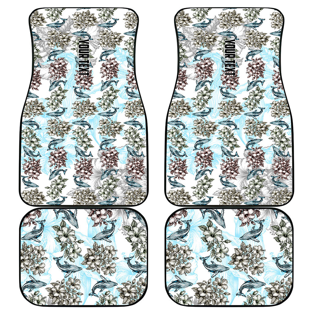 Personalized Masefau American Samoa Car Mats Vintage Whale Hibiscus Ocean Waves