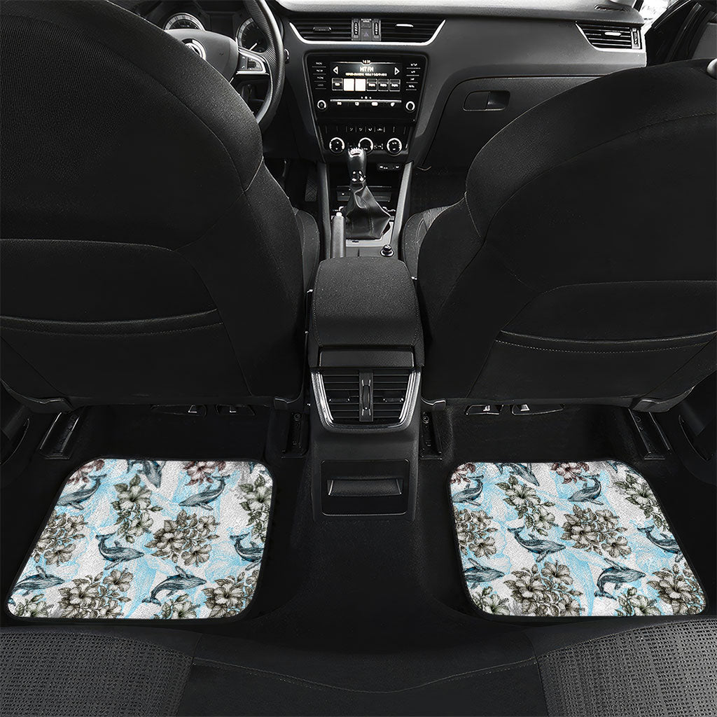 Personalized Masefau American Samoa Car Mats Vintage Whale Hibiscus Ocean Waves