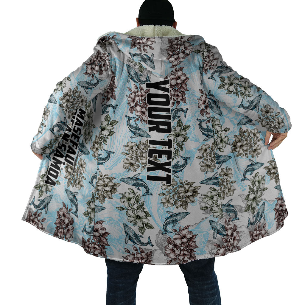 Personalized Masefau American Samoa Cloak Vintage Whale Hibiscus Ocean Waves