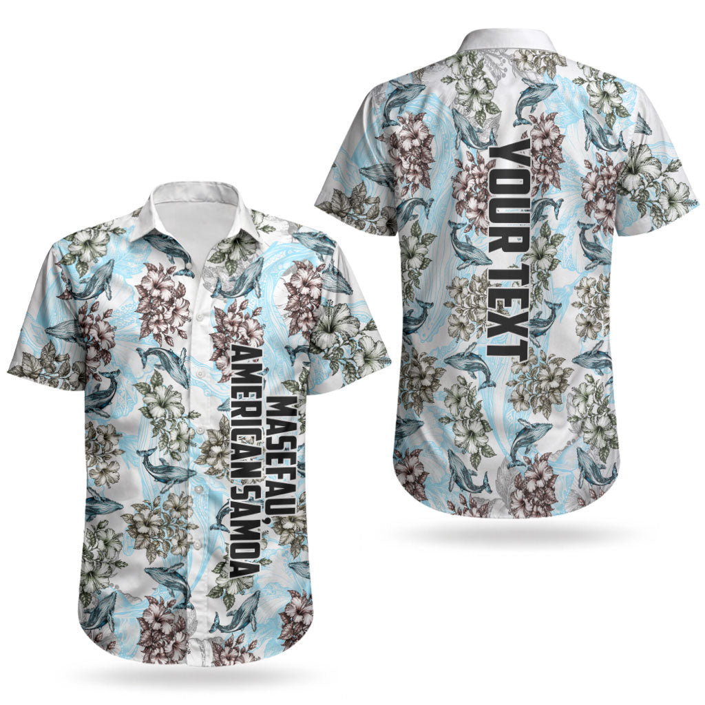 Personalized Masefau American Samoa Couples Matching Off The Shoulder Long Sleeve Dress and Hawaiian Shirt Vintage Whale Hibiscus Ocean Waves