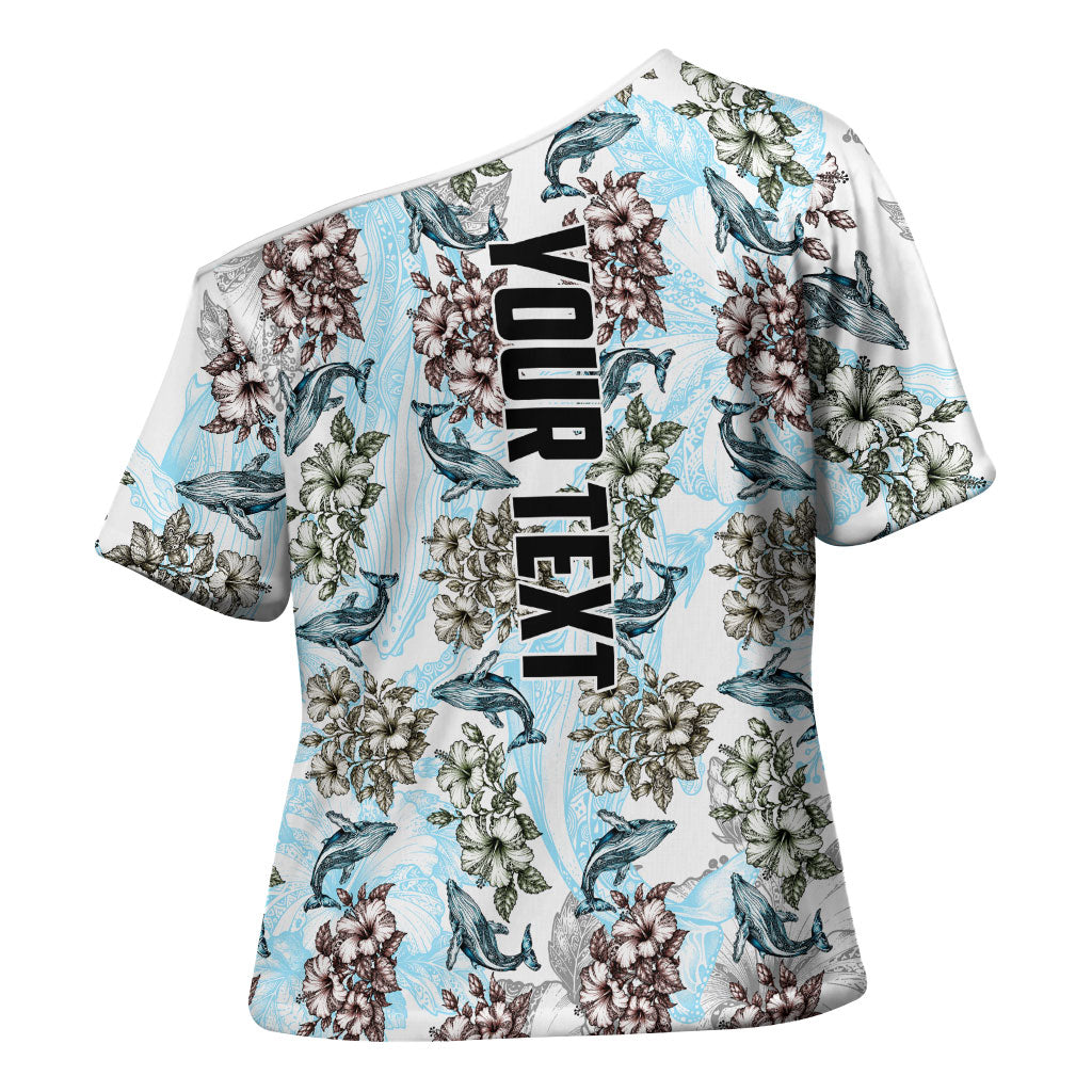 Personalized Masefau American Samoa Cross Shoulder Shirt Vintage Whale Hibiscus Ocean Waves