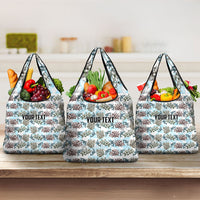 Personalized Masefau American Samoa Grocery Bag Vintage Whale Hibiscus Ocean Waves
